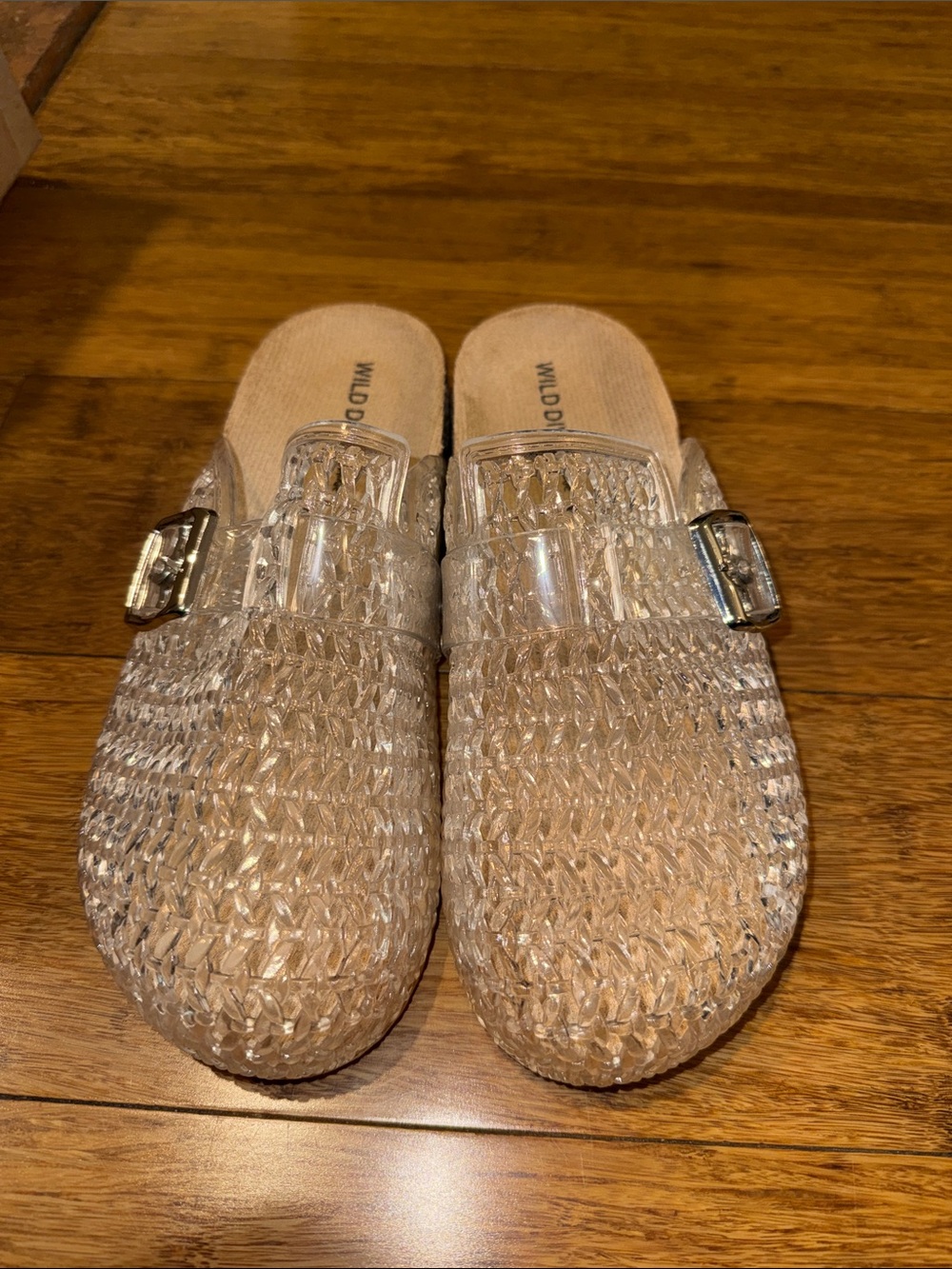 Wild Diva Beige Woven Slide Mule with Buckle